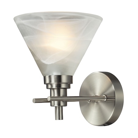 Pemberton 1-Lght Vanity Lamp In Brushed Nickel W/Wht Marbleized Glass